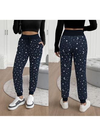 Kadın Yüksek Bel Bağcıklı Desenli Iki Iplik Pantolon