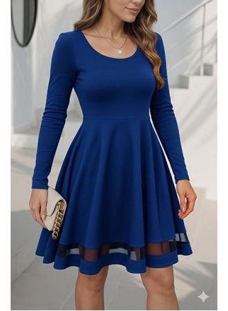 Etek Tül Detay Krep Elbise