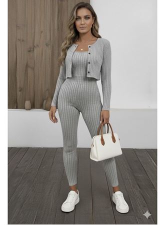 Kadın Uzun Kollu şardonlu Kaşkorse Straplez Ile Kısa önden Düğmeli Ceket Ikili Takım