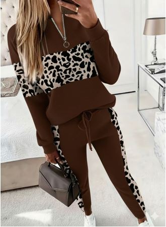 Kadın Uzun Kollu Fermuarlı Karışık Desenli Viskon Iki Iplik Bluz Ve Pantolon Ikili Takım