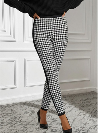 Kadın Yüksek Bel Kaz Ayağı Desenli Yanları şeritli Dalgıç Pantolon