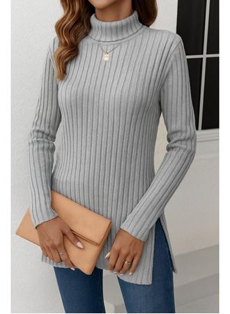 Kadın Uzun Kollu Balıkçı Yaka Yandan Yırtmaçlı şardonlu Kaşkorse Bluz