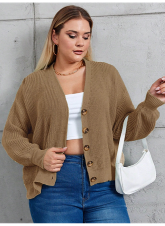 Kadın Beş Düğme Büyük Beden Triko Hırka