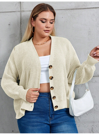 Kadın Beş Düğme Büyük Beden Triko Hırka