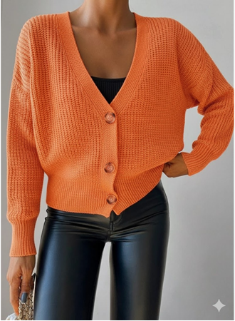 Kadın Uzun Kollu Düğme Detay Triko Bluz