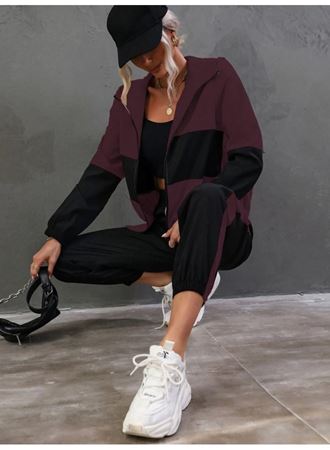 Kadın Uzun Kollu Kapşonlu önden Fermuarlı Viskon Iki Iplik Bluz Ve Pantolon Ikili Takım