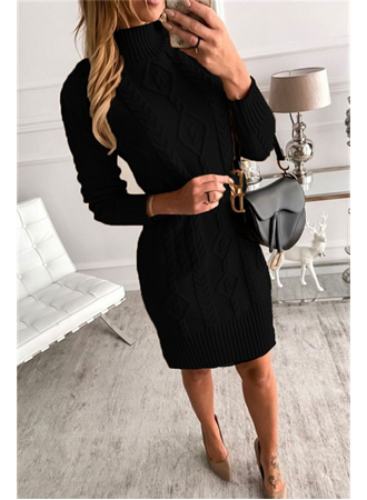 Loren Yünlü Motifli Midi Boy Triko Elbise