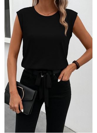 Kadın Sıfır Kol Etek Ucu Bağlama Detay Ithal Krep Bluz