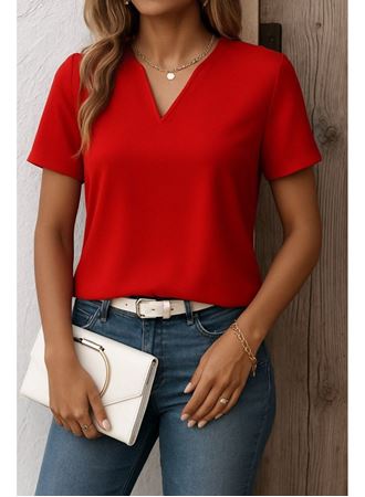 Kadın Kısa Kollu V Yakalı Ithal Krep Elbise