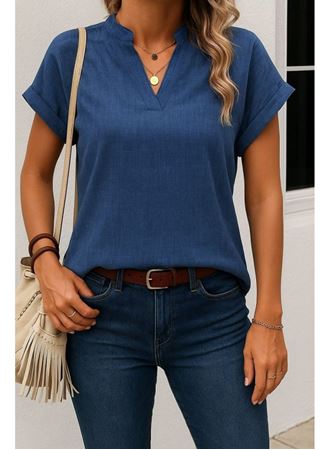 Kadın Kısa Kollu Hakim Yaka Sofya Bluz