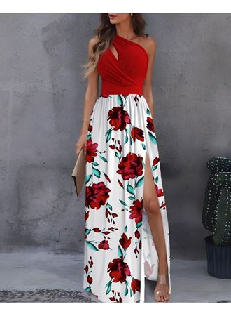 Kadın Tek Omuzdan Askılı Damla Detaylı üst Dalgıç Alt Süprem Maxi Elbise