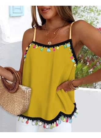 Kadın Ip Askılı Püskül Detaylı Sandy Bluz