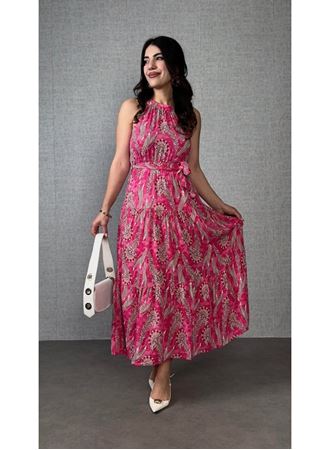 Kadın Omuzlardan Açık Boyundan Geçmeli Desenli Süprem Bluz