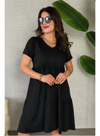 Kadın Kısa Kollu V Yakalı Viskon Elbise