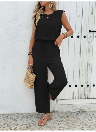 Kadın Kolsuz Bisiklet Yaka Aerobin Bluz Ve Bağcıklı Pantolon