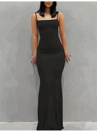 Kadın Kolsuz Askılı Bodycon Uzun Viskon Elbise