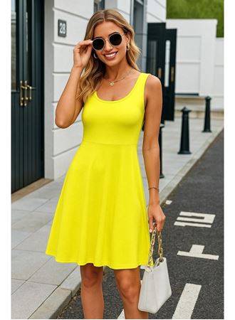 Kadın Askılı Yuvarlak Yaka Kısa Viskon Elbise