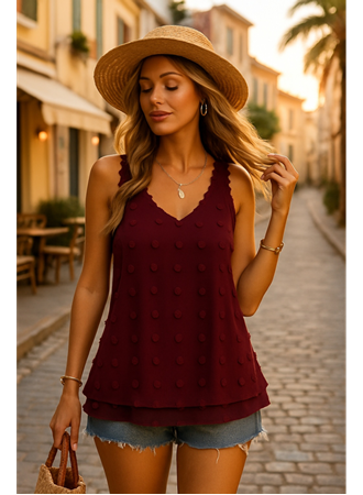 Kadın Dantel Askılı V Yakalı Sırtı çapraz Detaylı Ponpon Bluz