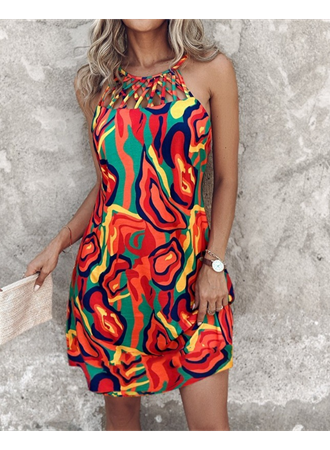 Kadın Omuzlardan Açık çapraz şerit Detaylı Desenli Süprem Elbise