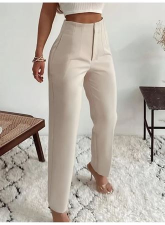 Kadın Yüksek Bel önden Fermuarlı Ithal Krep Pantolon