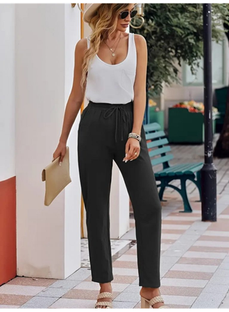 Kadın Beli Lastikli Keten Pantolon