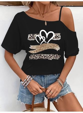 Kadın Tek Omuzu Açık Ip Askılı Baskılı Viskon Bluz