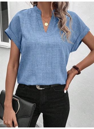 Kadın Kısa Kollu Hakim Yaka Sofya Bluz