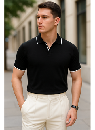 Erkek Uzun Kollu Yakalı Triko Tişört