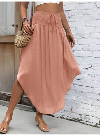 Kadın Yüksek Bel Belden Bağlamalı Asimetrik Kesim Detaylı Sandy Etek