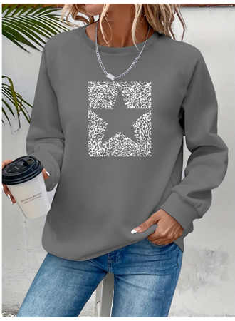 Kadın Uzun Kollu Bisiklet Yaka Desenli Viskon Iki Iplik Bluz