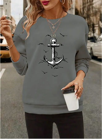 Kadın Uzun Kollu Bisiklet Yaka Desenli Viskon Iki Iplik Bluz