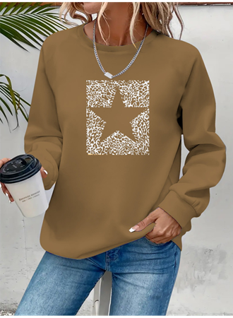 Kadın Uzun Kollu Bisiklet Yaka Desenli Viskon Iki Iplik Bluz