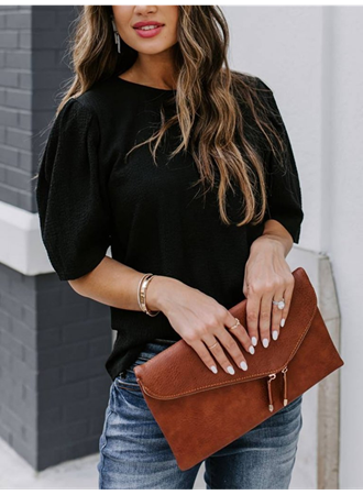 Kadın Kısa Kollu Pileli Balın Kol Bürümcük Bluz