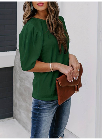 Kadın Kısa Kollu Pileli Balın Kol Bürümcük Bluz