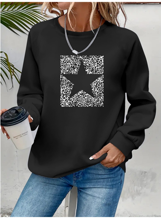 Kadın Uzun Kollu Bisiklet Yaka Desenli Viskon Iki Iplik Bluz