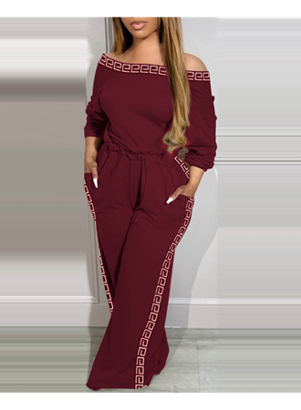 Kadın Uzun Kollu Omuzlardan Açık Beli Lastikli Cepli şerit Desenli Viskon Iki Iplik Tulum