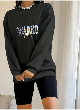 Kadın Uzun Kollu Bisiklet Yaka Desenli Viskon Iki Iplik Bluz