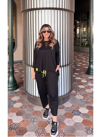 Kadın Iki Iplik Viskon Pamuk Kumaş Arma Detaylı Ikili Takım