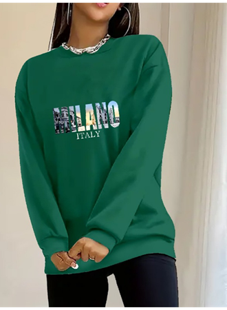 Kadın Uzun Kollu Bisiklet Yaka Desenli Viskon Iki Iplik Bluz