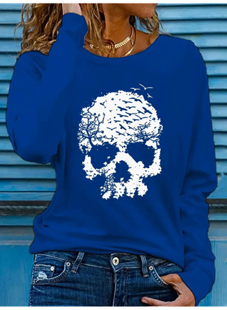 Kadın Uzun Kollu Bisiklet Yaka Ayçiçeği Desenli Viskon Bluz