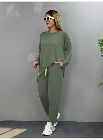 Kadın Iki Iplik Viskon Pamuk Kumaş Arma Detaylı Ikili Takım