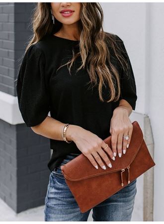 Kadın Kısa Kollu Pileli Balon Kol Bürümcük Bluz