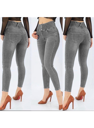 Yüksek Bel Likralı Jean Pantolon 90 Cm