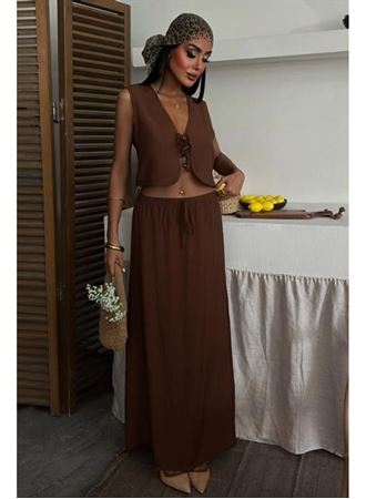 Yelek Önden Bağlamalı Uzun Etekli Takım 10192