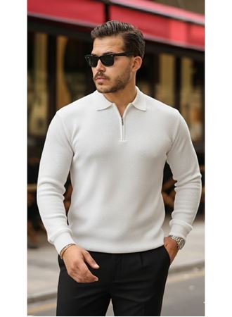 Erkek Selanik örme Yakalı Uzun Kollu Triko