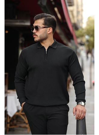 Erkek Selanik örme Yakalı Uzun Kollu Triko