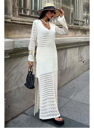 Ajur Detaylı İspanyol Kol Elbise 2840