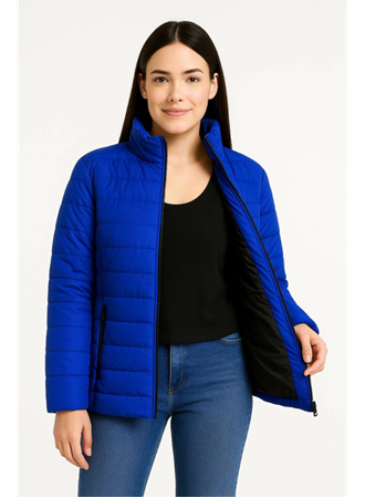 Bomber Mont Ceket – Su İtici Kumaş, Kapitone Astarlı, Fermuarlı, Kışlık - Saks Mavisi