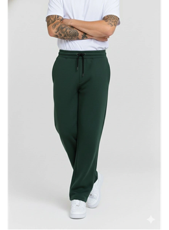 Erkek Üç Iplik Kışlık Pamuklu Ovarsize Bağcıklı Düz Paça Cepli Eşofman Altı Spor Rahat Model - Haki