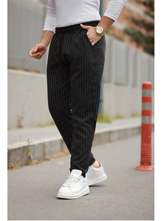 Erkek Beli Bağcıklı çizgili Pantolon